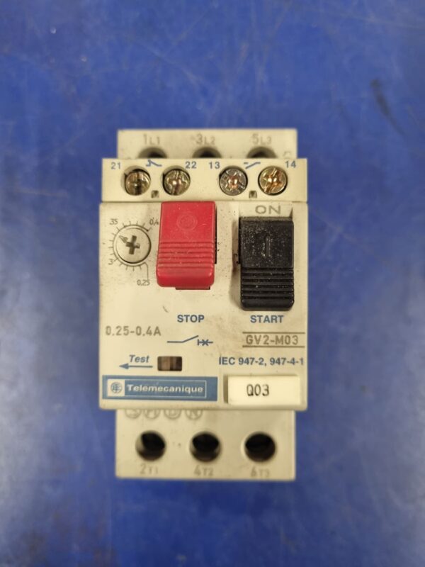Disjoncteur moteur (0.25-0.4A) GV2-M03 avec contacts auxiliaires – Image 1