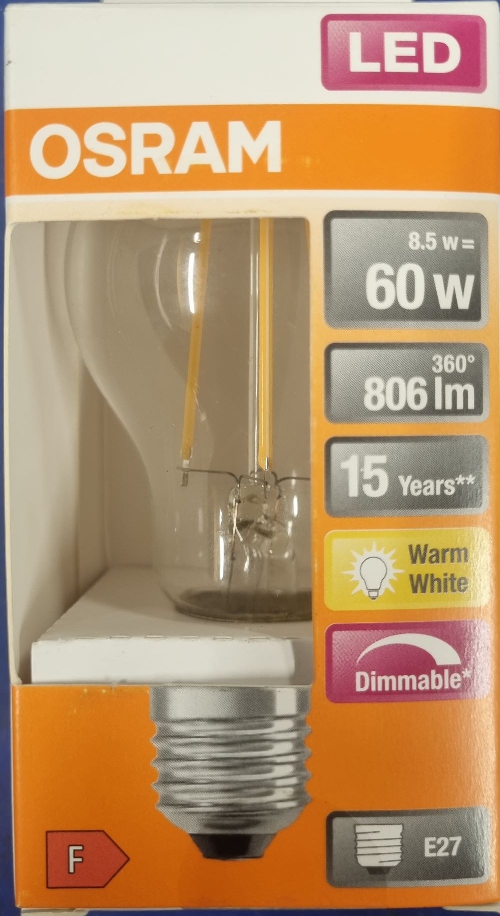 20251213_163727 Ampoule Led E27 - 60W/8.5W - 806lm - Warm white - classe F – Image 1