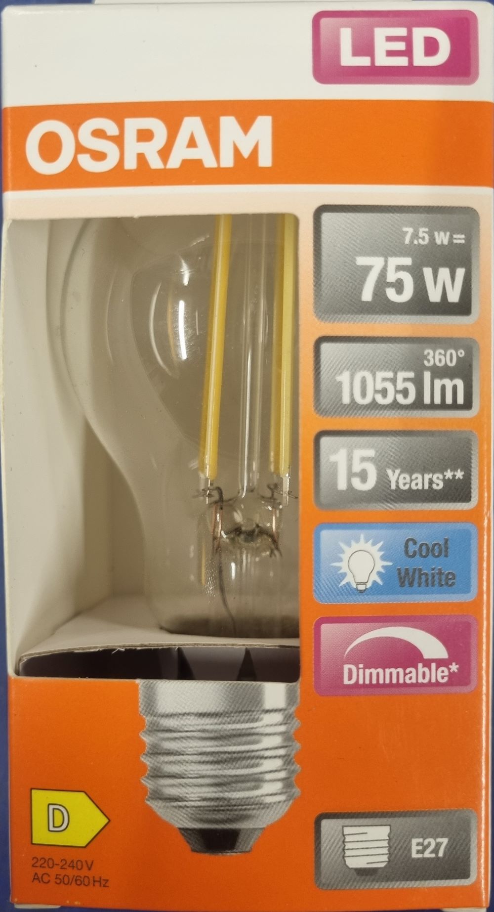 20251213_164227 Ampoule Led E27 - 75W/7.5W - 1055lm - Cool white - classe D – Image 1