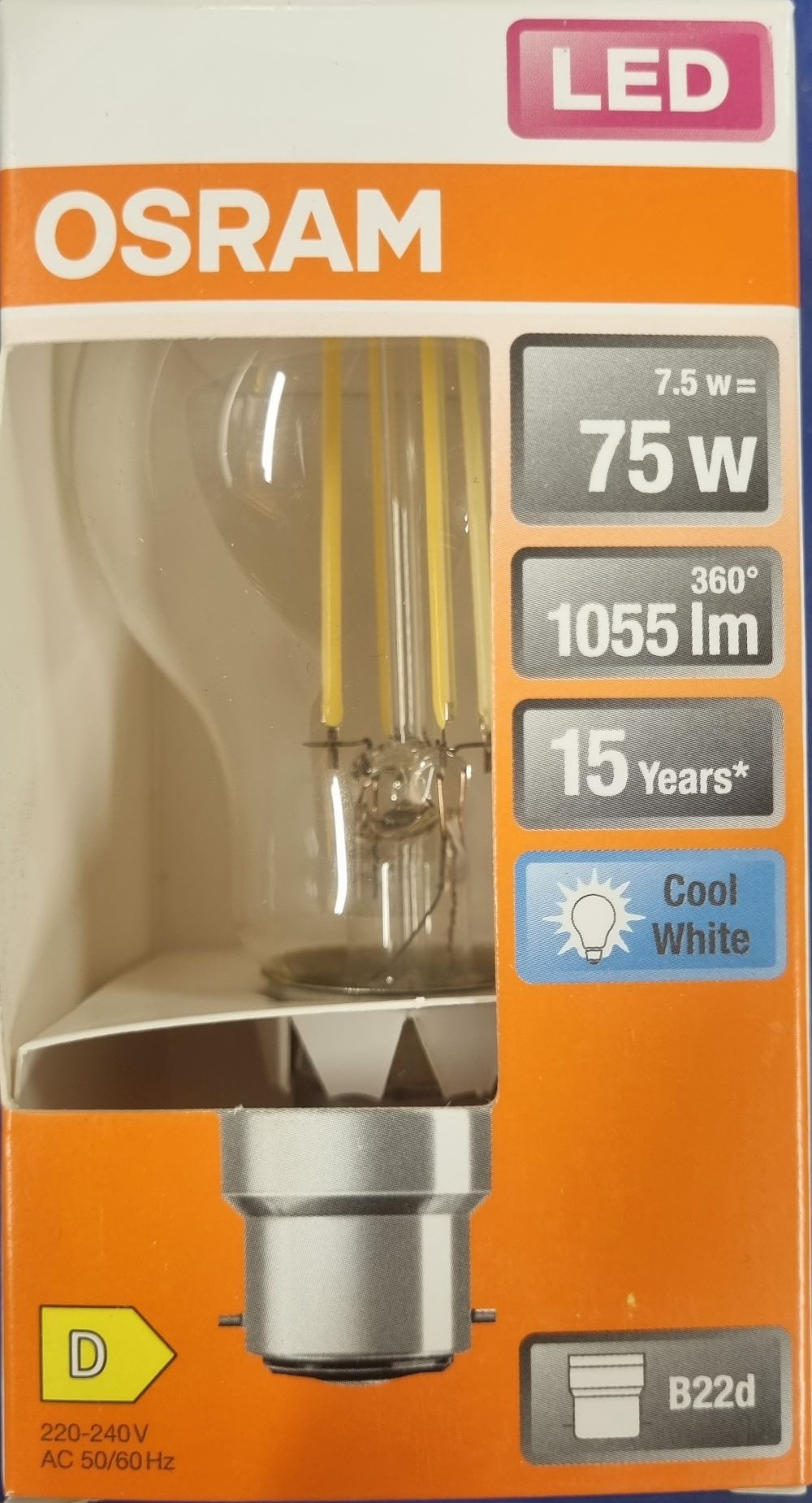 20251213_183313 Ampoule Led B22D - 75W/7.5W - 1055lm - Cool white - classe D – Image 1