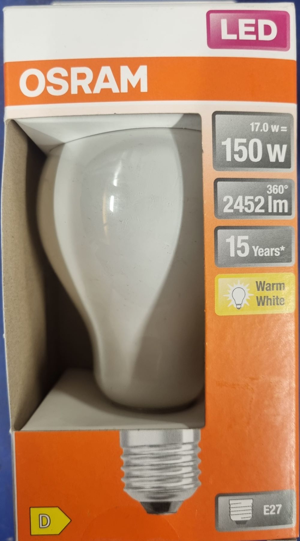 20251214_114325 Ampoule Led E27- 150W/17W - 2452lm - Warm white - classe D – Image 1