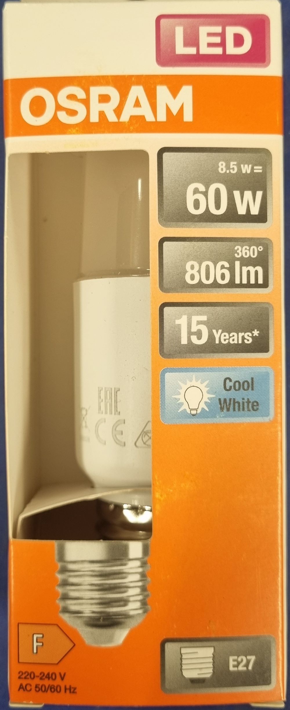 20251220_130423 Ampoule Led E27- 60W/8.5W - 806lm - Cool white - classe F – Image 1