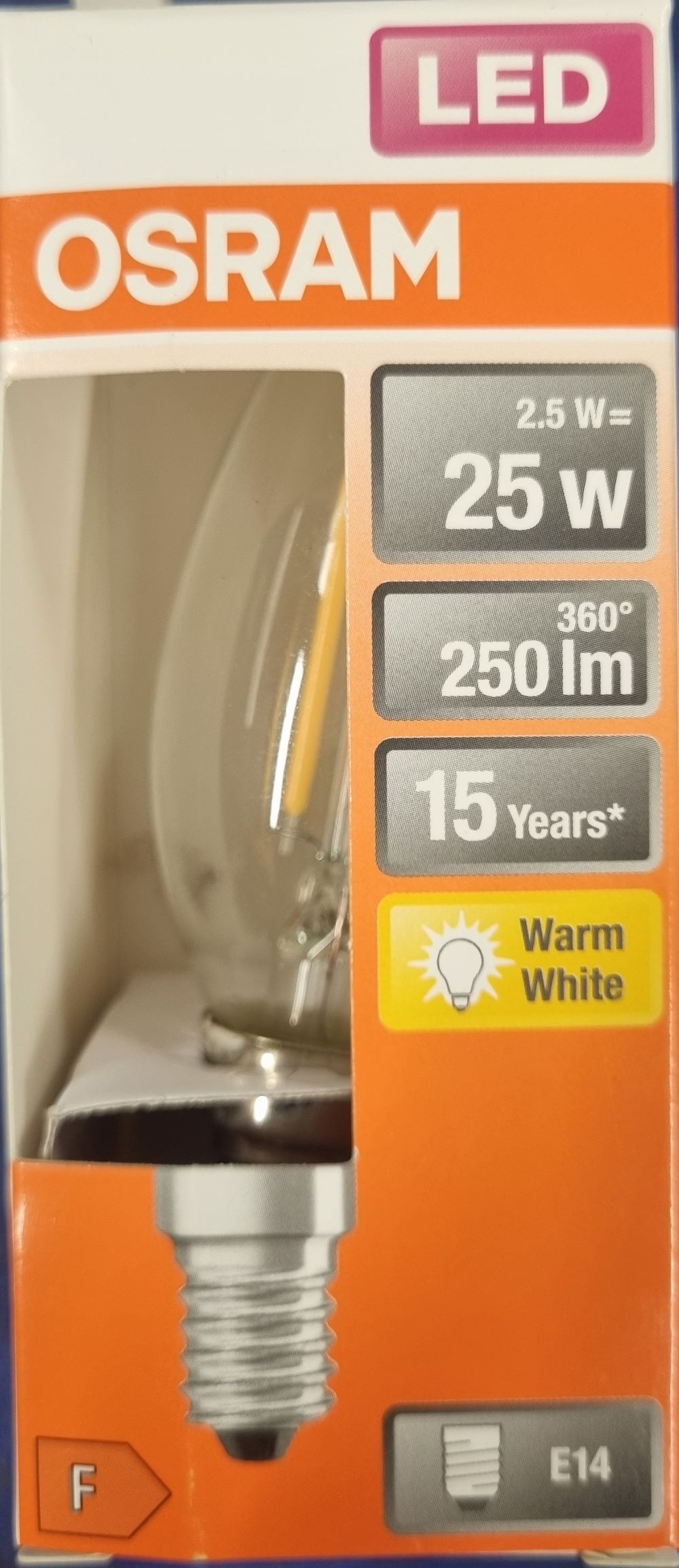 20251220_132332 Ampoule Led E14- 25W/2.5W - 250lm - Warm white - classe F – Image 1