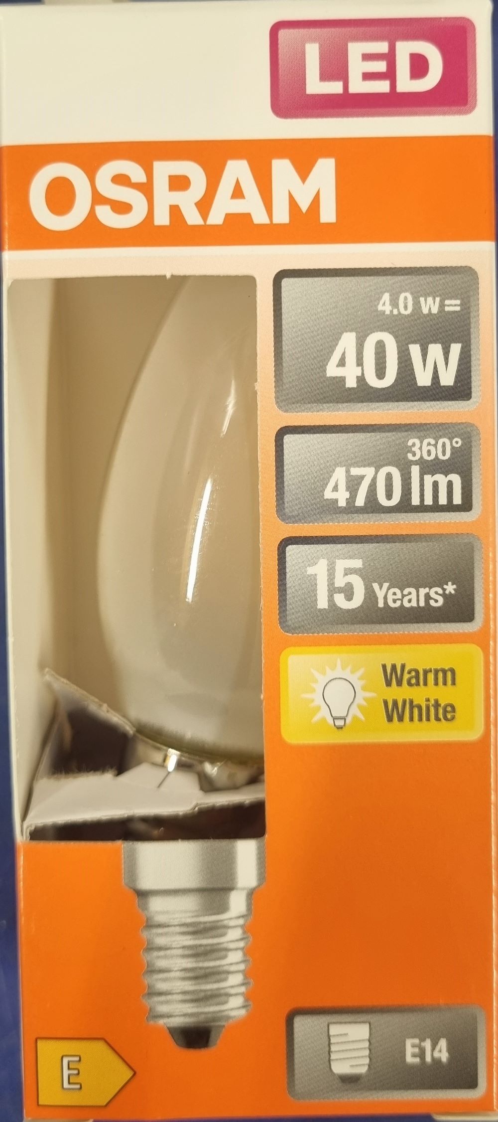 20251220_133111 Ampoule Led E14- 40W/4W - 470lm - Warm white - classe E – Image 1
