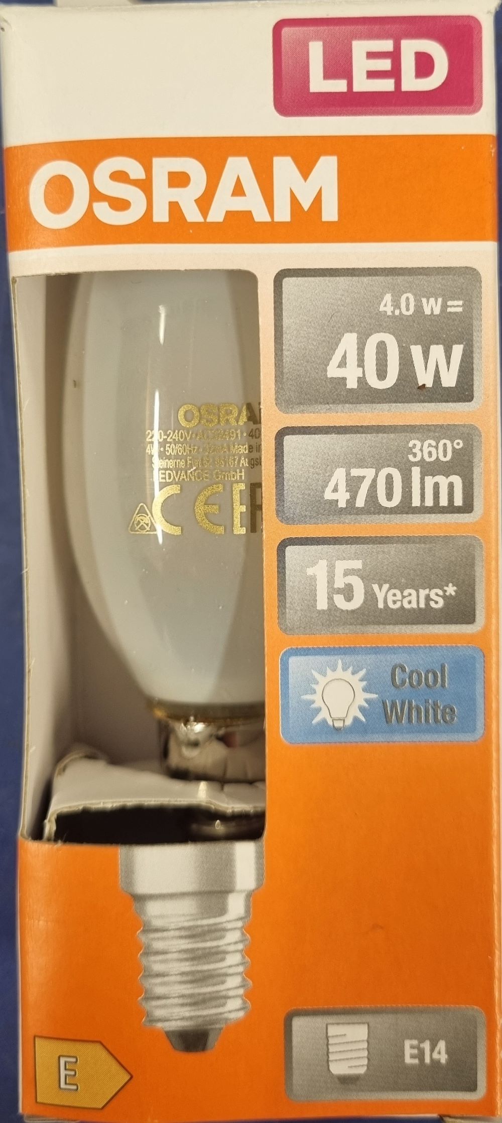 20251220_133210 Ampoule Led E14- 40W/4W - 470lm - Cool white - classe E – Image 1