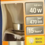 Ampoule Led B22D- 40W/4W - 470lm - Warm white - classe E