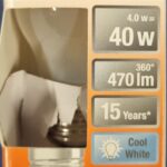 Ampoule Led E27- 40W/4W - 470lm - Cool white - classe E