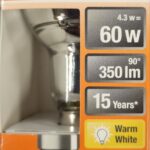 Ampoule Led E14- 60W/4.3W - 350lm - Warm white - classe F