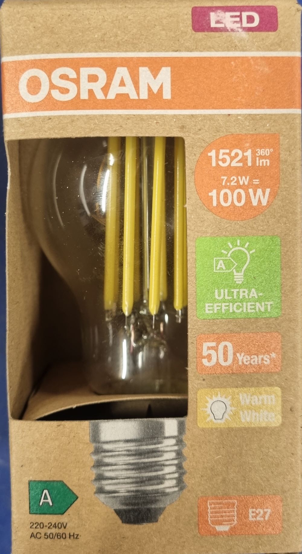 20251220_153645 Ampoule Led E27- 100W/7.2W - 1521lm - Warm white - classe A – Image 1