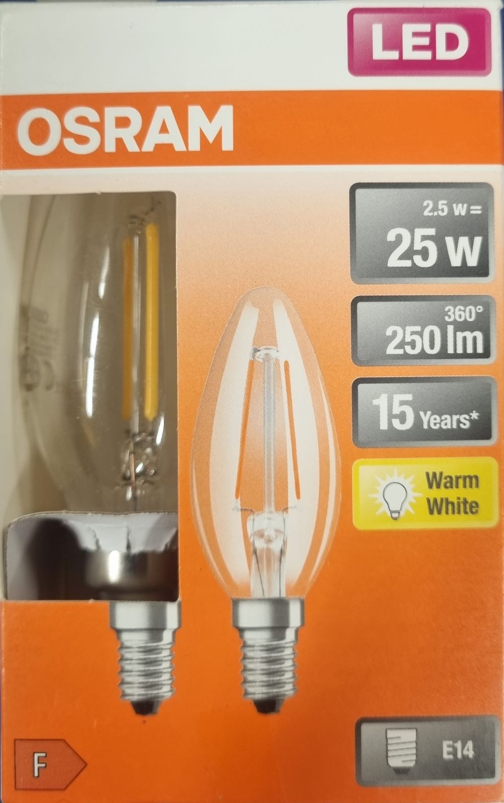 20251221_093939 Ampoule Led E14- 25W/2.5W - 230lm - Warm white - classe F - Boite de 2 – Image 1