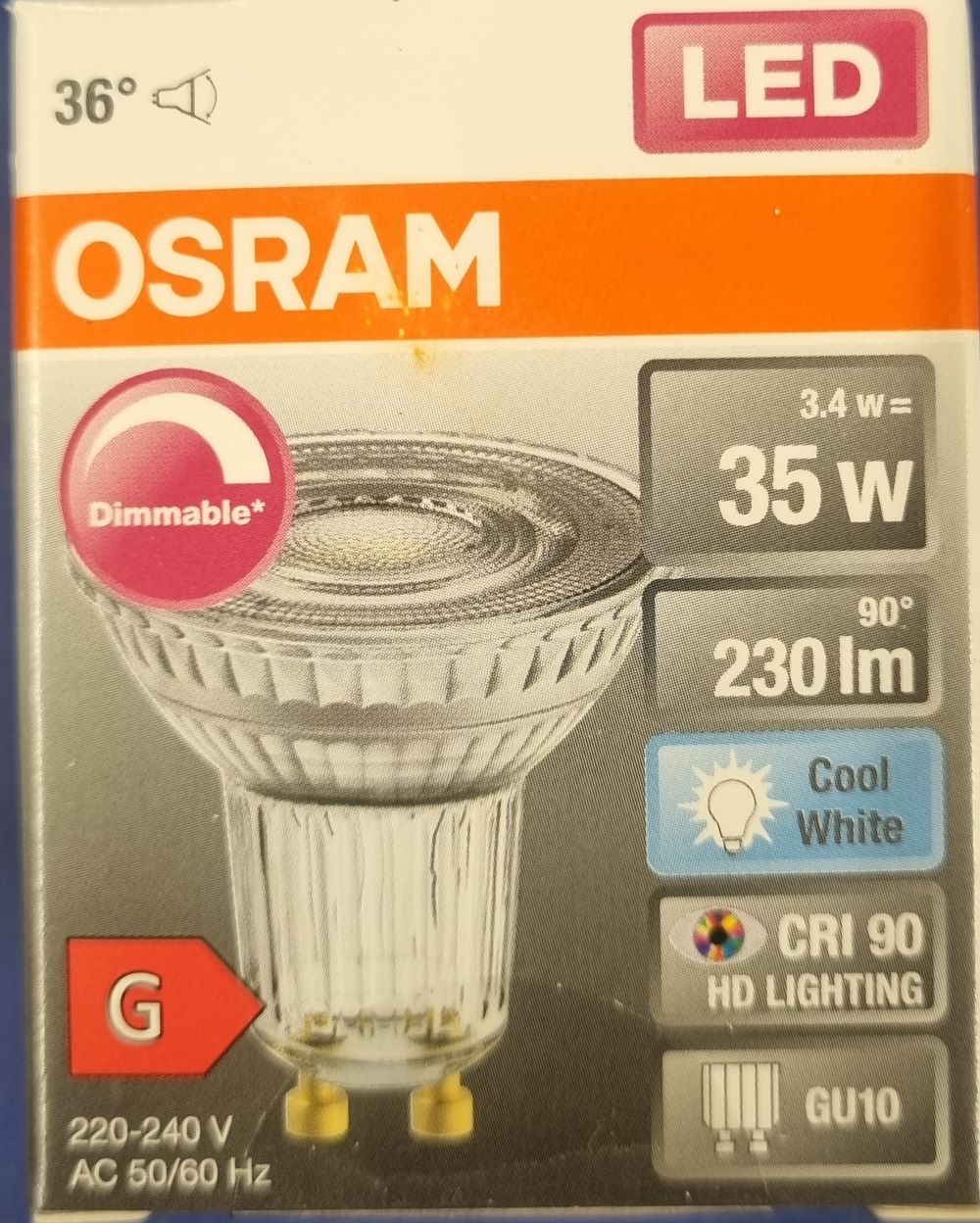 20251221_102452 Spot Led 35W/3.4W - 230lm - Cool white - GU10 – Image 1