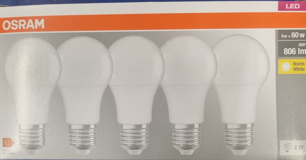 20251221_103105 Ampoule Led E27- 60W/8W - 806lm - Warm white - classe F - Boite de 5 – Image 1