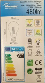 Ampoule Led E27- 40W/4W - 480lm  - Warm white - Jour/nuit – Image 2